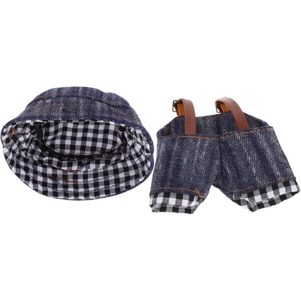 Set vestiti per bambole fai da te in denim vintage con cappello e pantaloni