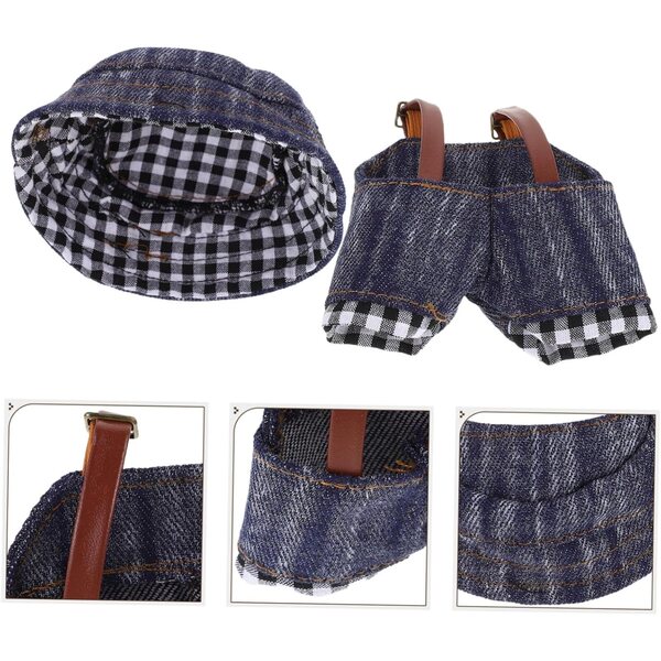 ERINGOGO vestiti per bambole fai-da-te con cappello e pantaloni in denim morbido