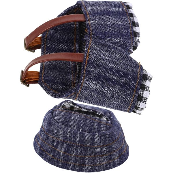 UPKOCH Vestiti per Bambole in Denim con Cappello - Set Abiti Kawaii Fai da Te