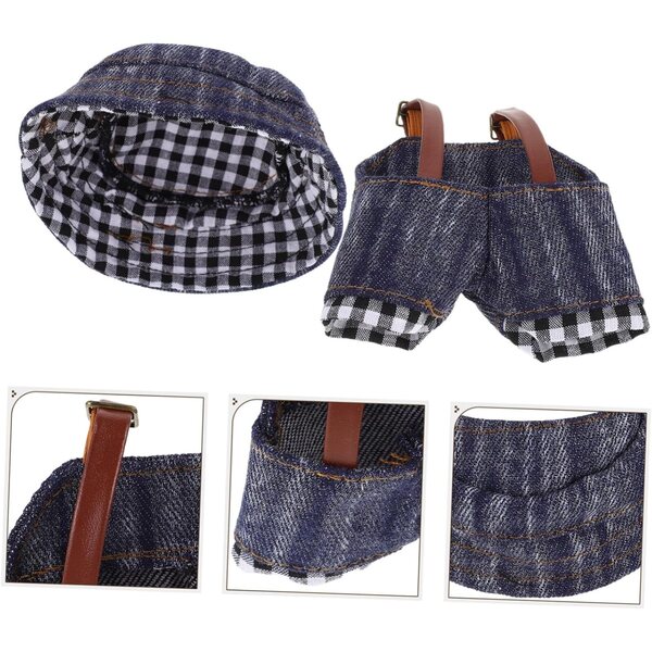 UPKOCH Vestiti per Bambole in Denim con Cappello - Set Abiti Kawaii Fai da Te