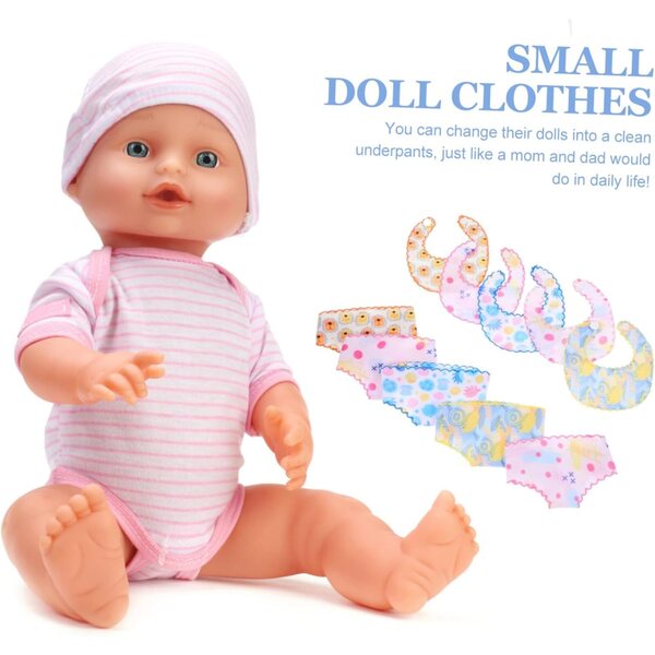 Set 5 Biancheria Intima e Bavaglini Colorati per Bambole - Accessori Tessuto Riutilizzabili