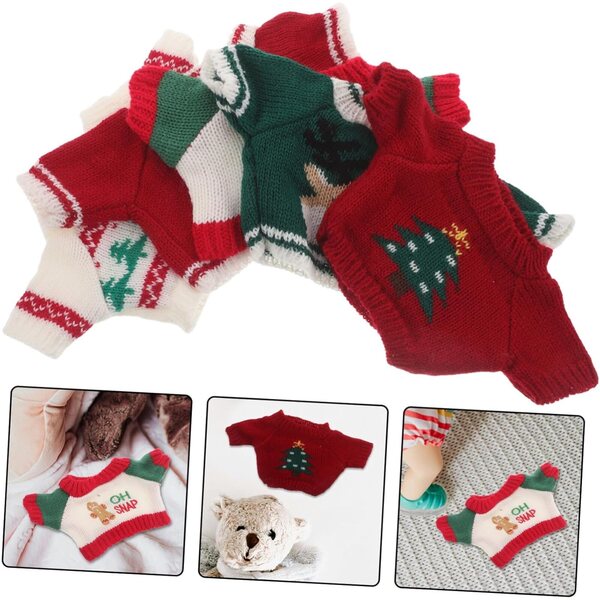 Vaguelly 5 Maglioni Natalizi per Bambole con Motivi Orsetto in Cotone Comfort e Stile