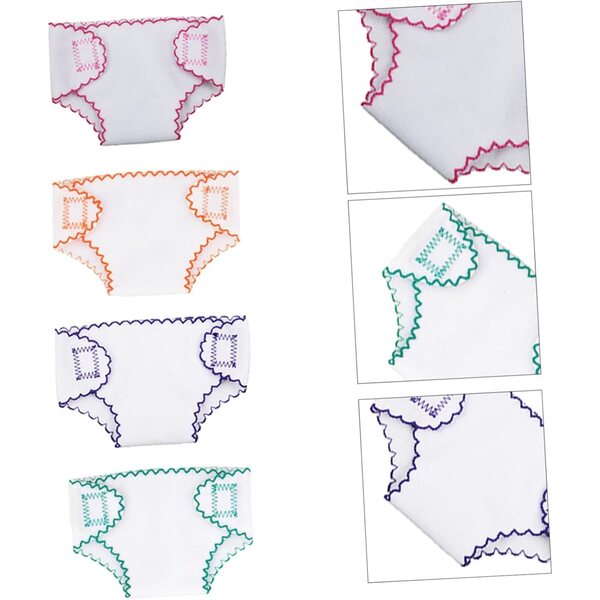 Set mit 4 Mini-Stoffwindeln für 18-Zoll-Puppen – Puppenhauszubehör