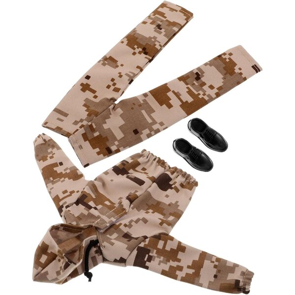 WOONEKY Militaire kleding voor 12 inch pop met camouflagehoodie en schoenen