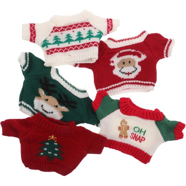 Maglioni Natalizi per Bambole e Orsi di Peluche 30 cm - Set 5 Pezzi Morbidi e Festivi