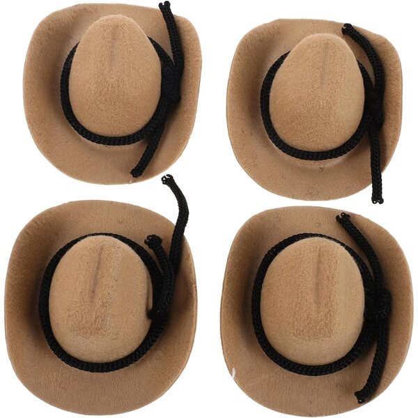 Beaupretty 4 Mini Cappelli Cowboy Beige per Bambole Accessori Western Decorativi