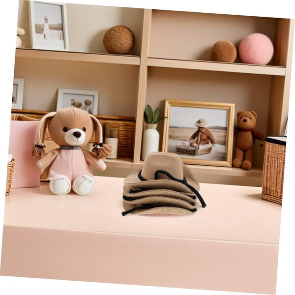 Beaupretty 4 Mini Cappelli Cowboy Beige per Bambole Accessori Western Decorativi