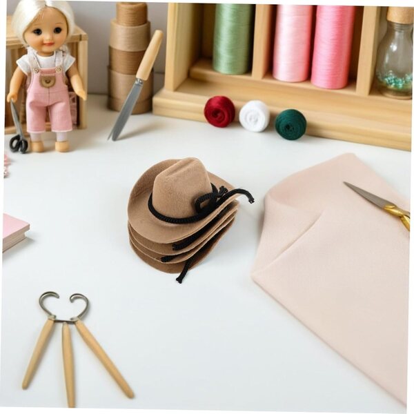 Beaupretty 4 Mini Cappelli Cowboy Beige per Bambole Accessori Western Decorativi