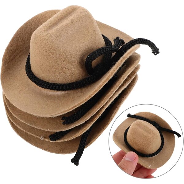 Beaupretty 4 Mini Cappelli Cowboy Beige per Bambole Accessori Western Decorativi