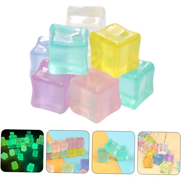 BESPORTBLE 50 Cubetti Ghiaccio Finti in Resina Riutilizzabili per Decorazioni e Fotografia