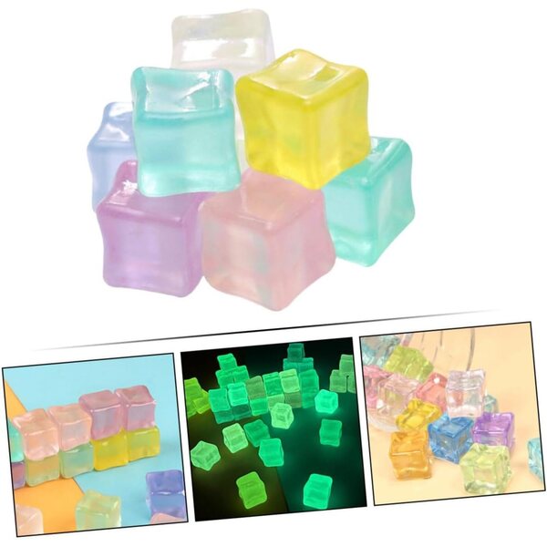 BESPORTBLE 50 Cubetti Ghiaccio Finti in Resina Riutilizzabili per Decorazioni e Fotografia