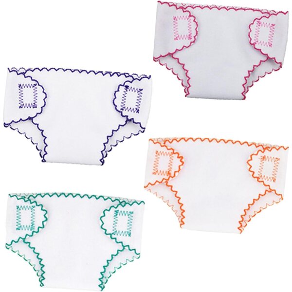 ERINGOGO 4 Pannolini in Tessuto per Bambole 18" - Accessori Miniatura Riutilizzabili