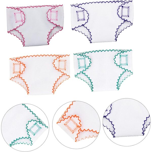 ERINGOGO 4 Pannolini in Tessuto per Bambole 18" - Accessori Miniatura Riutilizzabili
