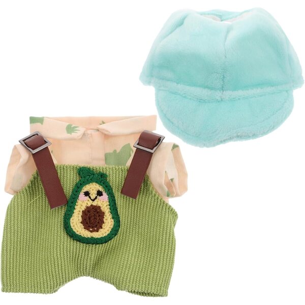 Set Vestiti per Bambole con Tuta Avocado e Cappello Verde – Accessori Moda Peluche