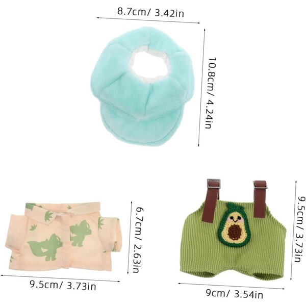 Set Vestiti per Bambole con Tuta Avocado e Cappello Verde – Accessori Moda Peluche