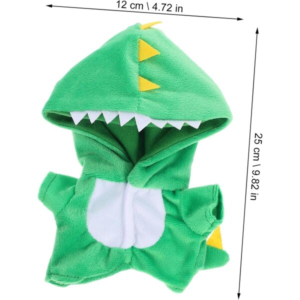 Costume Dinosauro per Bambole 20 cm in Morbido Peluche Verde - WEKAMOS