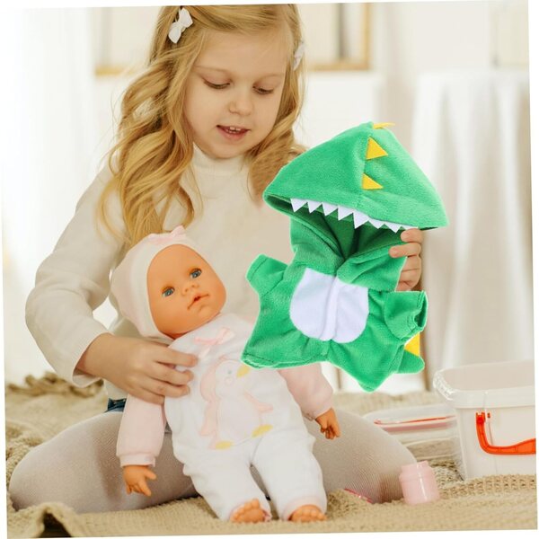Costume Dinosauro per Bambole 20 cm in Morbido Peluche Verde - WEKAMOS