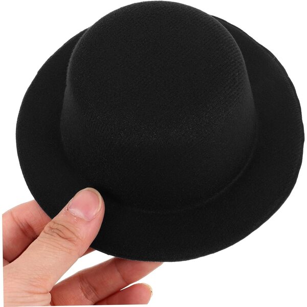 Didiseaon Cappello Fascinator Nero in Peluche per Bambole, Stile Lolita Artigianale