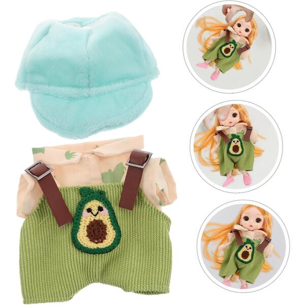 ERINGOGO Set Abbigliamento Completo con Cappello Verde per Bambole e Peluche Avocado