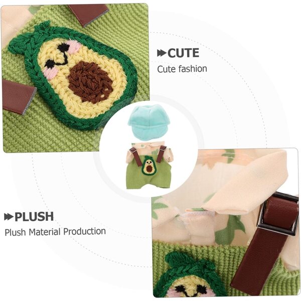ERINGOGO Set Abbigliamento Completo con Cappello Verde per Bambole e Peluche Avocado
