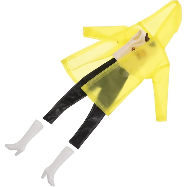 Vaguelly Gelbes Regenmantel-Set für Puppen mit Poncho, Weste, Hose und Stiefeln