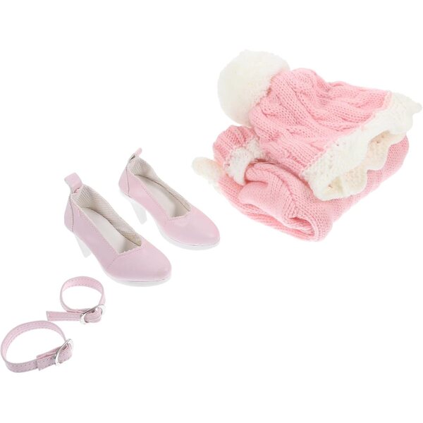 Set Invernale Maglione, Cappello e Scarpe Rosa per Bambole 60 cm CHICAMPERA
