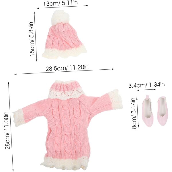 Set Invernale Maglione, Cappello e Scarpe Rosa per Bambole 60 cm CHICAMPERA