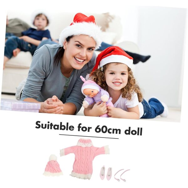 Set Invernale Maglione, Cappello e Scarpe Rosa per Bambole 60 cm CHICAMPERA