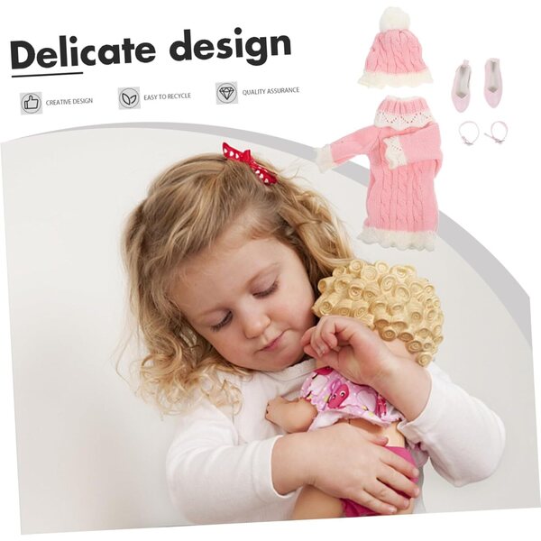 Set Invernale Maglione, Cappello e Scarpe Rosa per Bambole 60 cm CHICAMPERA