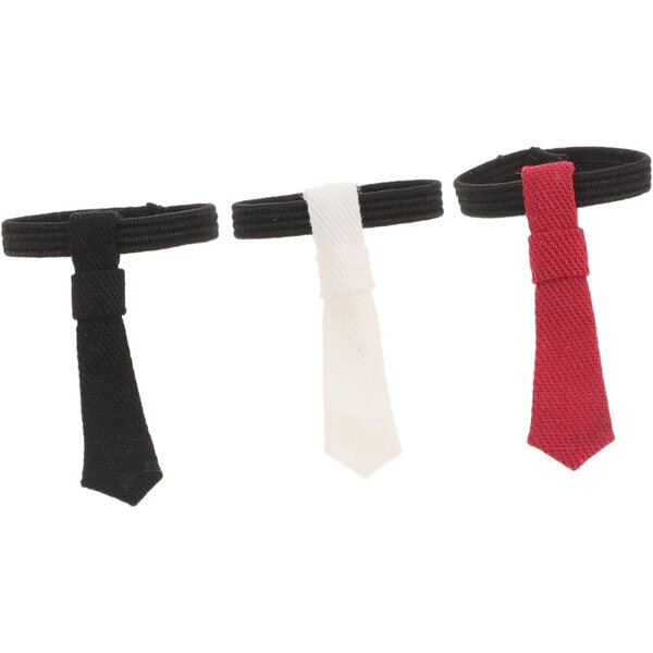 Set 3 Cravatte Miniature in Tessuto Morbido Nero Bianco Rosso per Pupazzi Moda DIY