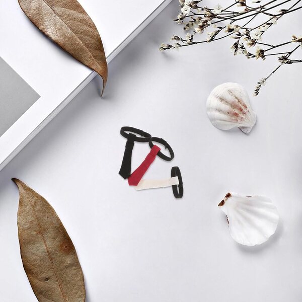 Set 3 Cravatte Miniature in Tessuto Morbido Nero Bianco Rosso per Pupazzi Moda DIY