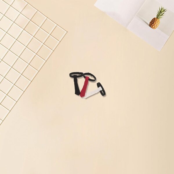 Set 3 Cravatte Miniature in Tessuto Morbido Nero Bianco Rosso per Pupazzi Moda DIY