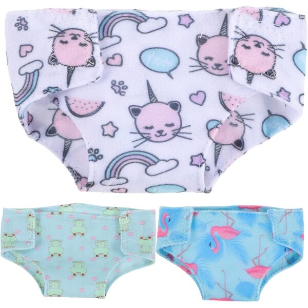 Set mit 3 Höschen für 18-Zoll-Puppen aus waschbarem und verstellbarem Stoff