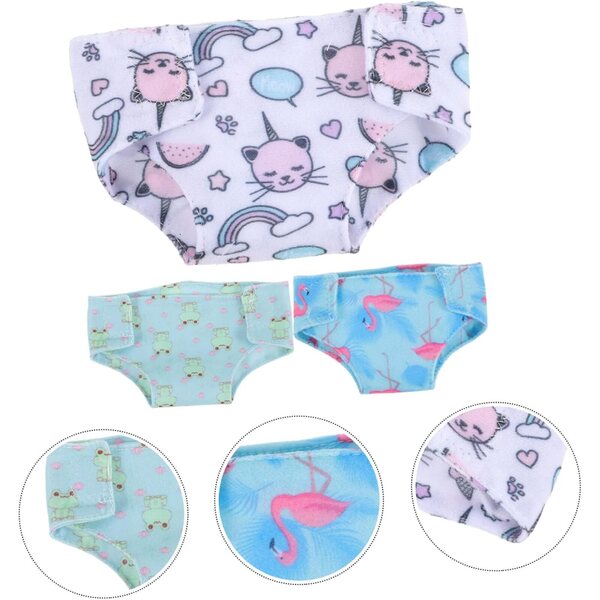 Set mit 3 Höschen für 18-Zoll-Puppen aus waschbarem und verstellbarem Stoff