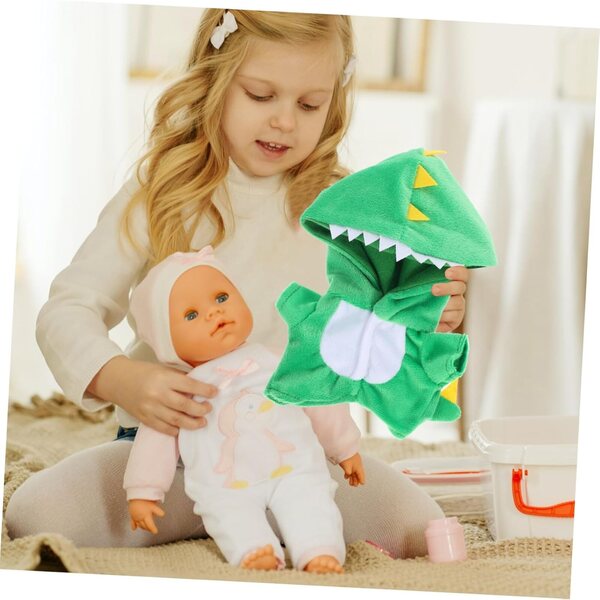 Costume Dinosauro Verde in Peluche per Bambole 20 cm, Morbido e Comodo