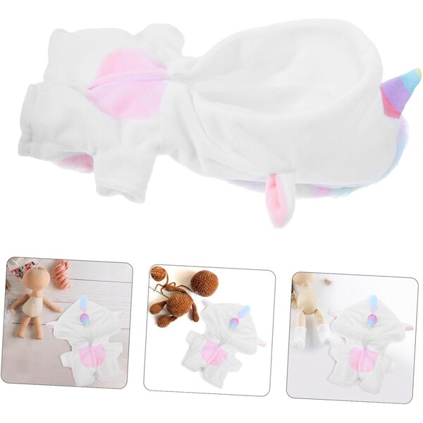 Einhorn-Pyjama-Set für 20 cm große Puppen – weiches und leicht zu tragendes Plüschkostüm