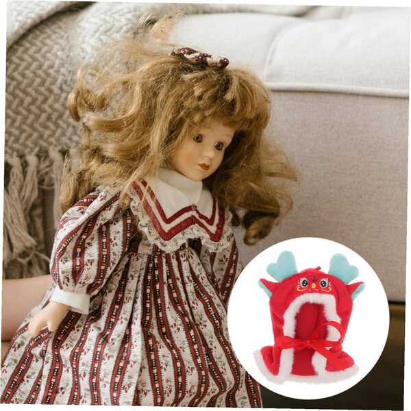 WOONEKY Rode stoffen mantel voor miniatuurpoppen - Lichtgewicht en wasbaar