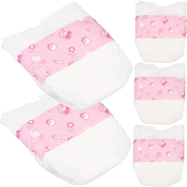 5 Pannolini per Bambole Riutilizzabili Multicolor, Accessori Gioco Realistici per Bambole da 30 cm