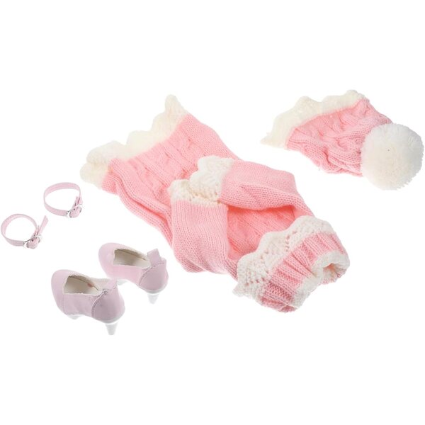 ERINGOGO Set Vestiti Invernali Bambole 60 cm con Maglione, Cappello e Scarpe Rosa