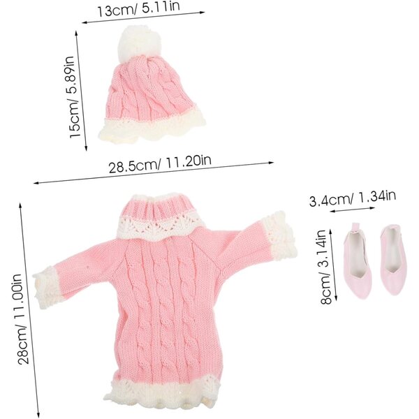 ERINGOGO Set Vestiti Invernali Bambole 60 cm con Maglione, Cappello e Scarpe Rosa