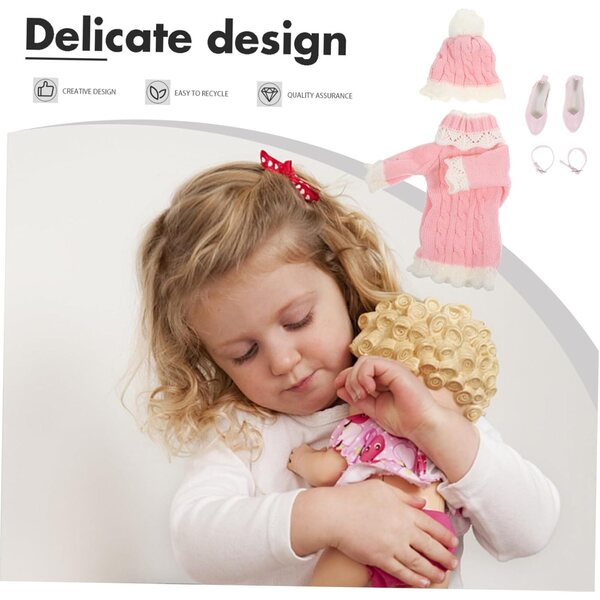 ERINGOGO Set Vestiti Invernali Bambole 60 cm con Maglione, Cappello e Scarpe Rosa