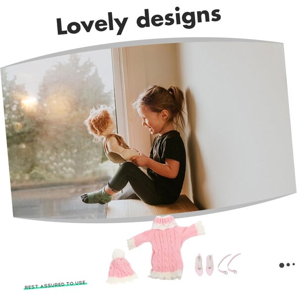 VICASKY winterkledingset voor pop van 60 cm met roze trui, muts en schoenen