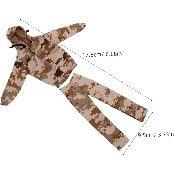 Vaguelly-Camouflage-Outfit für 12-Zoll-Puppen mit Sweatshirt und taktischen Schuhen