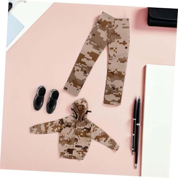 Vaguelly-Camouflage-Outfit für 12-Zoll-Puppen mit Sweatshirt und taktischen Schuhen