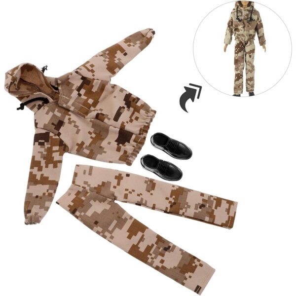 Vaguelly-Camouflage-Outfit für 12-Zoll-Puppen mit Sweatshirt und taktischen Schuhen