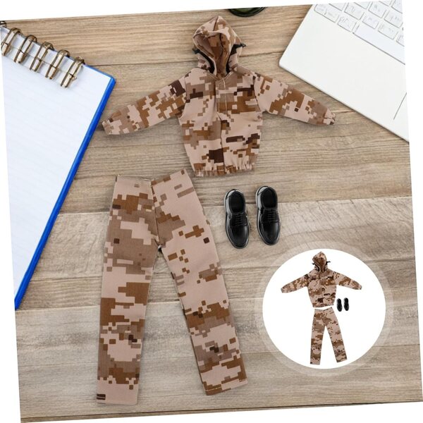Vaguelly-Camouflage-Outfit für 12-Zoll-Puppen mit Sweatshirt und taktischen Schuhen
