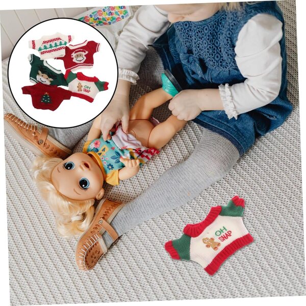 BESPORTBLE 5 Maglioni Natalizi per Bambole 30 cm con Motivi Renna e Babbo Natale