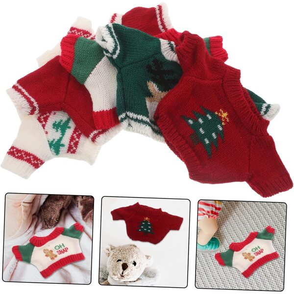 Maglioni Natalizi per Bambole Orsetto 30 cm - Set 5 Pezzi, Cappuccio e Colori Vivaci