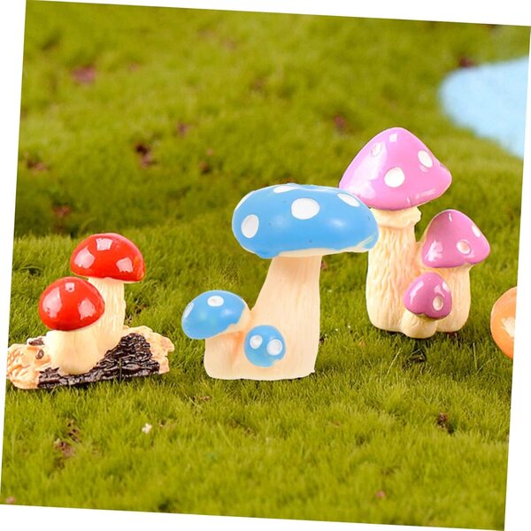 HEMOTON 8 pezzi Funghi Miniatura in Resina Decorazioni Colorate per Giardino e Micro Paesaggi