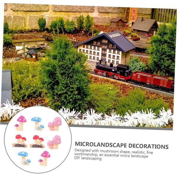 HEMOTON 8 pezzi Funghi Miniatura in Resina Decorazioni Colorate per Giardino e Micro Paesaggi